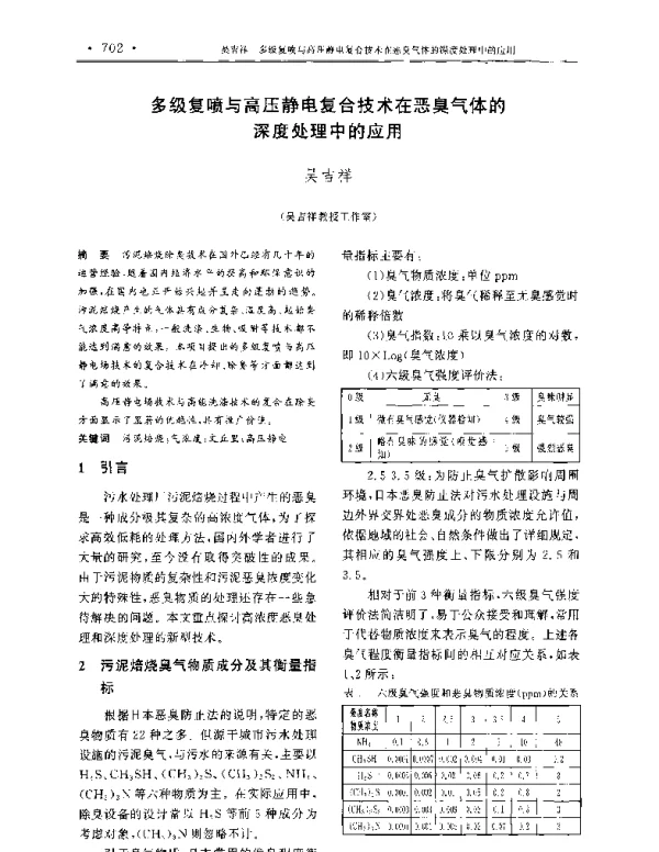 多级复喷与高压静电复合技术在恶臭气体的深度处理中的应用
