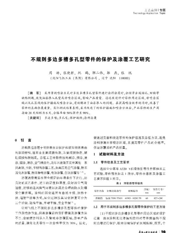 不规则多边多槽多孔型零件的保护及涂覆工艺研究