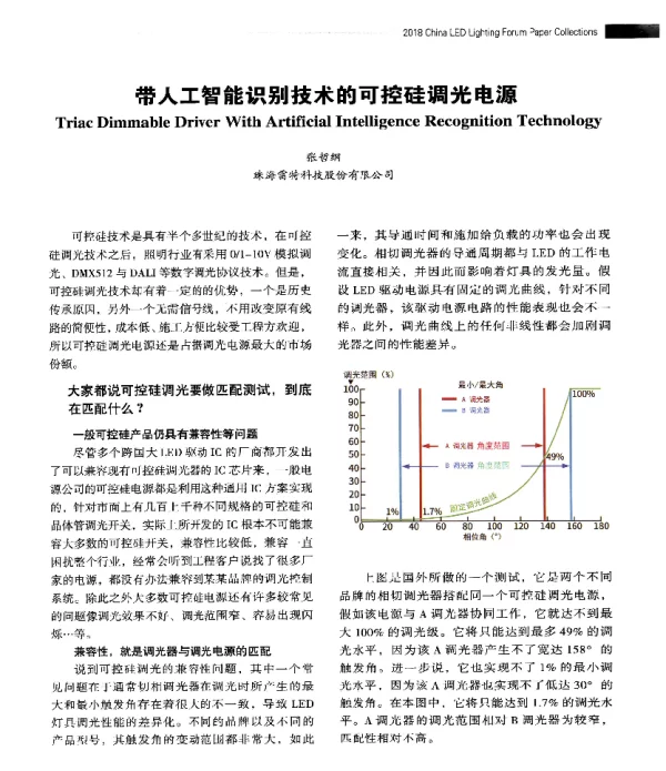 带人工智能识别技术的可控硅调光电源
