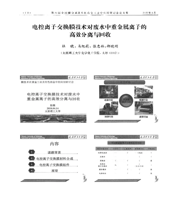 电控离子交换膜技术对废水中重金属离子的高效分离与回收