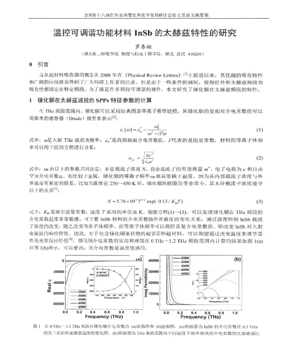 温控可调谐功能材料InSb的太赫兹特性的研究