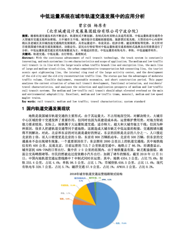 中低运量系统在城市轨道交通发展中的应用分析