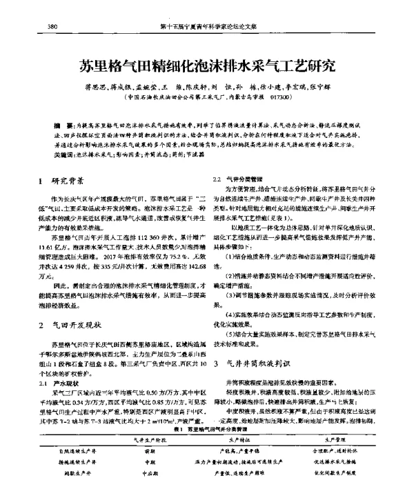 苏里格气田精细化泡沫排水采气工艺研究
