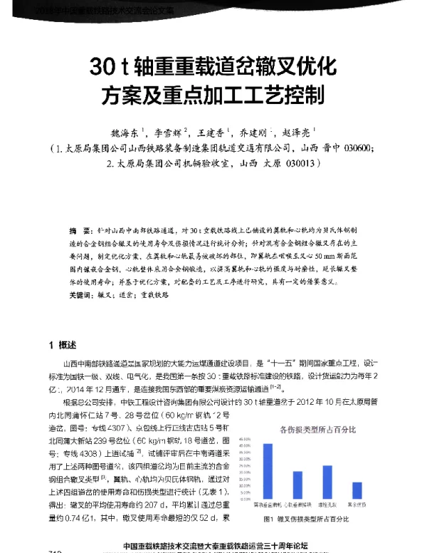 30t轴重重载道岔辙叉优化方案及重点加工工艺控制
