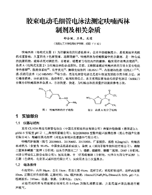 胶束电动毛细管电泳法测定呋喃西林制剂及相关杂质