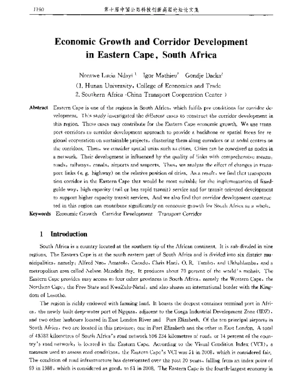 EconomicGrowthandCorridorDevelopmentinEasternCapeSouthAfrica