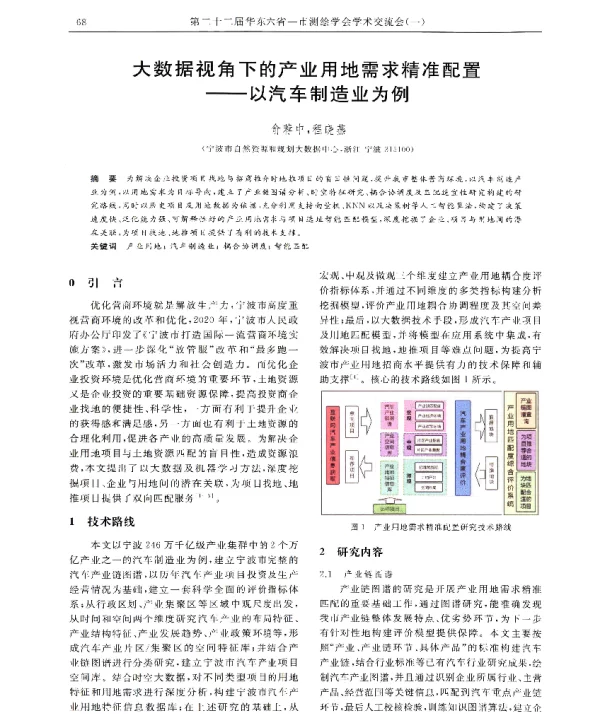 大数据视角下的产业用地需求精准配置--以汽车制造业为例