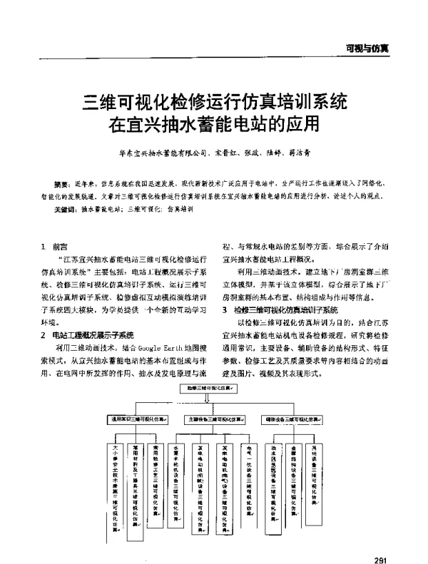 三维可视化检修运行仿真培训系统在宜兴抽水蓄能电站的应用