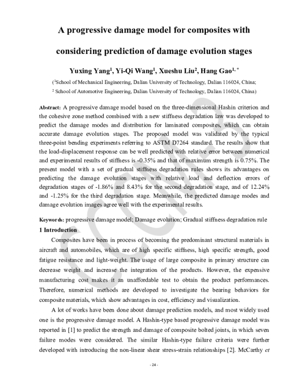 Aprogressivedamagemodelforcompositeswithconsideringpredictionofdamageevolutionstages