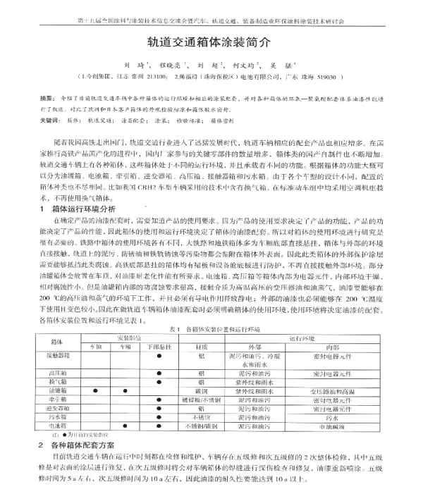 轨道交通箱体涂装简介