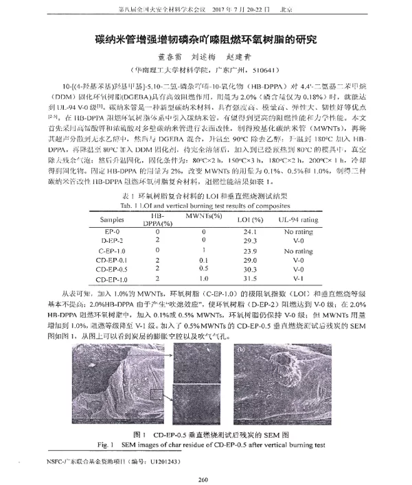 碳纳米管增强增韧磷杂吖嗪阻燃环氧树脂的研究