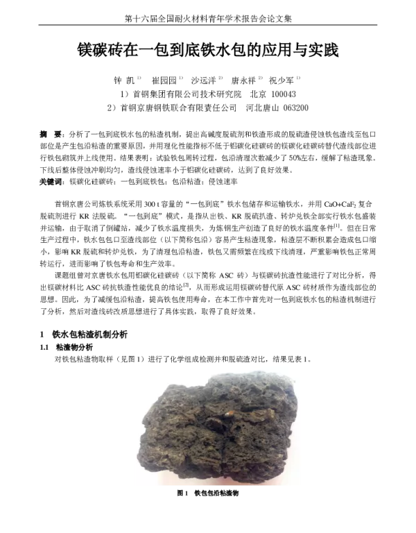 镁碳砖在一包到底铁水包的应用与实践