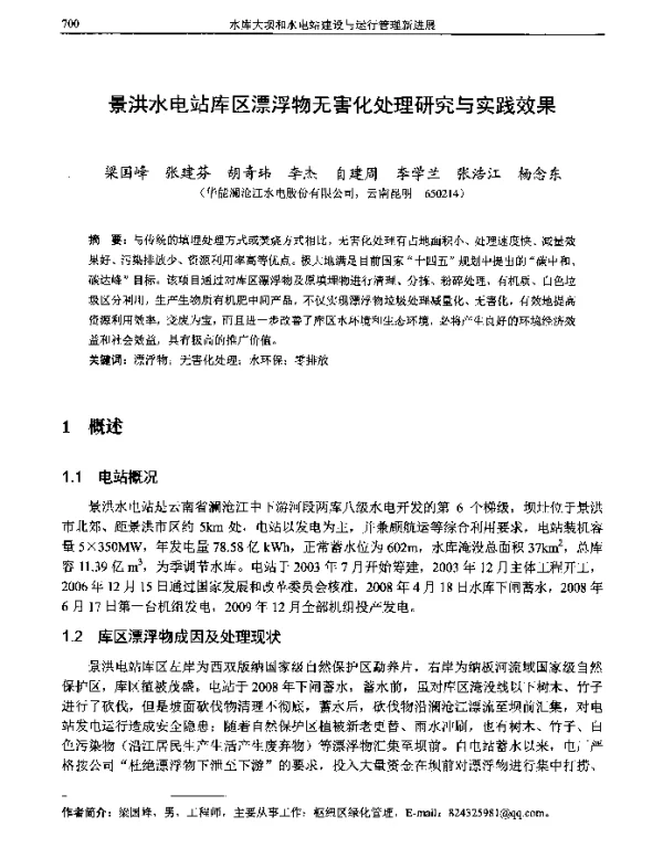 景洪水电站库区漂浮物无害化处理研究与实践效果