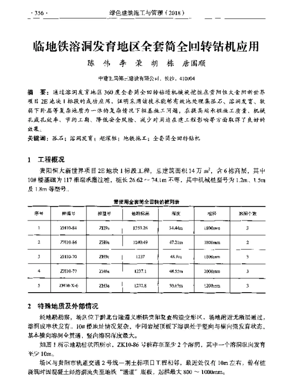 临地铁溶洞发育地区全套筒全回转钻机应用