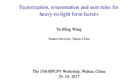 Factorizationresummationandsumrulesforheavy-to-lightformfactors