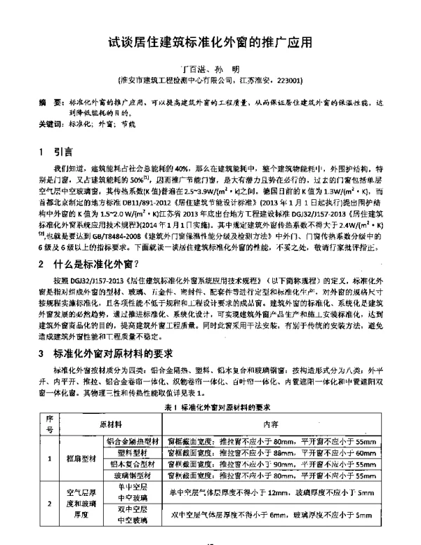 试谈居住建筑标准化外窗的推广应用