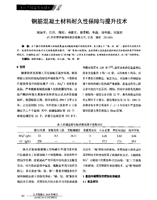 钢筋混凝土材料耐久性保障与提升技术