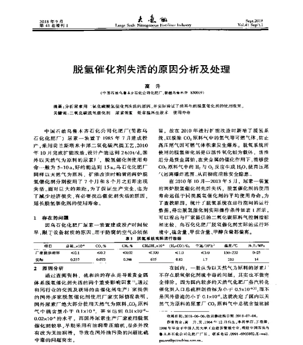 脱氢催化剂失活的原因分析及处理