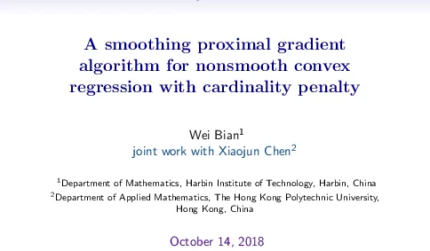 Asmoothingproximalgradientalgorithmfornonsmoothconvexregressionwithcardinalitypenalty