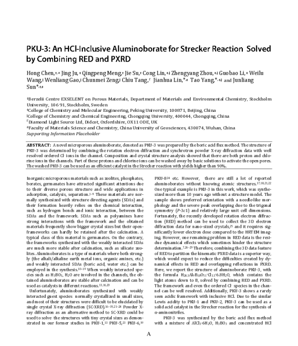 PKU-3AnHCI-InclusiveAluminoborateforStreckerReactionSolvedbyCombiningREDandPXRD