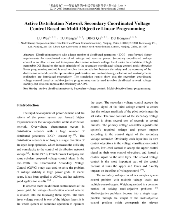 ActiveDistributionNetworkSecondaryCoordinatedVoltageControlBasedonMulti-ObjectiveLinearProgramming