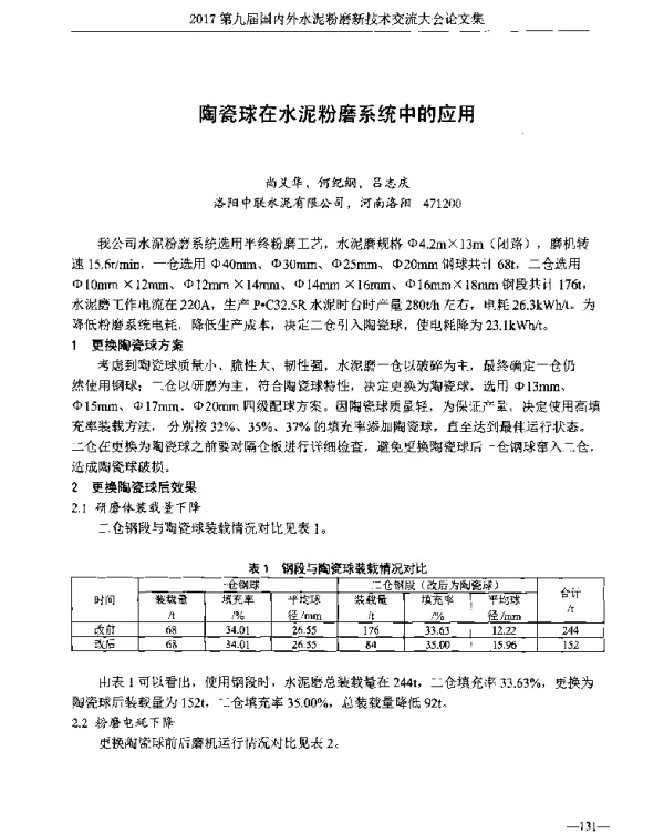 陶瓷球在水泥粉磨系统中的应用