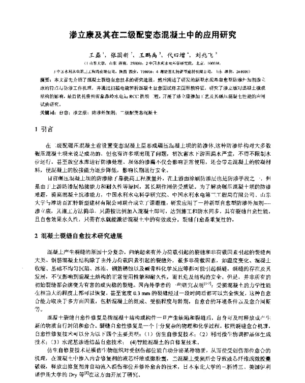 渗立康及其在二级配变态混凝土中的应用研究