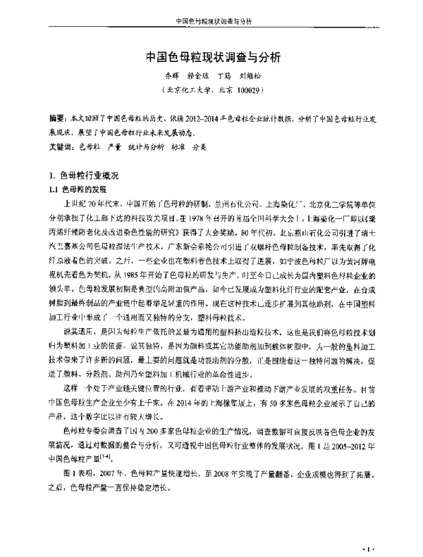 中国色母粒现状调查与分析