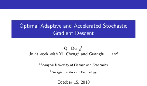 OptimalAdaptiveandAcceleratedStochasticGradientDescent