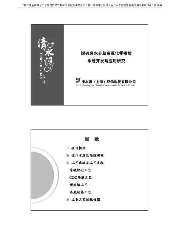 脱硫废水分盐资源化零排放系统开发与应用研究