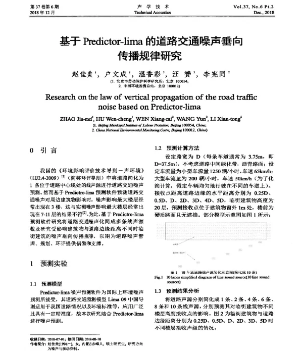 基于Predictor-lima的道路交通噪声垂向传播规律研究