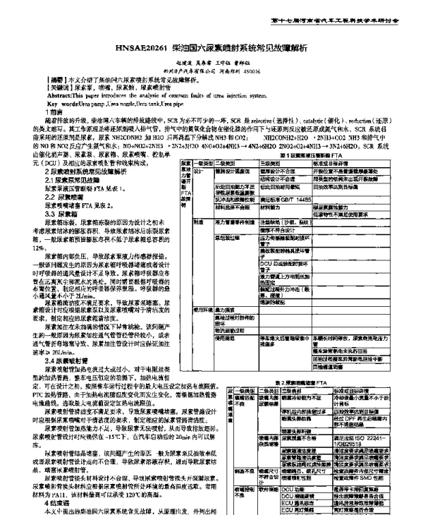柴油国六尿素喷射系统常见故障解析