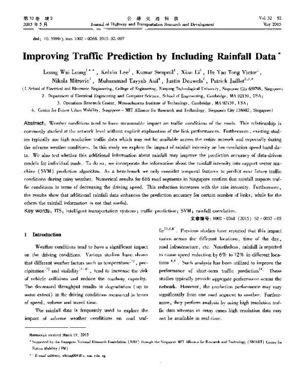 ImprovingTrafficPredictionbyIncludingRainfallData