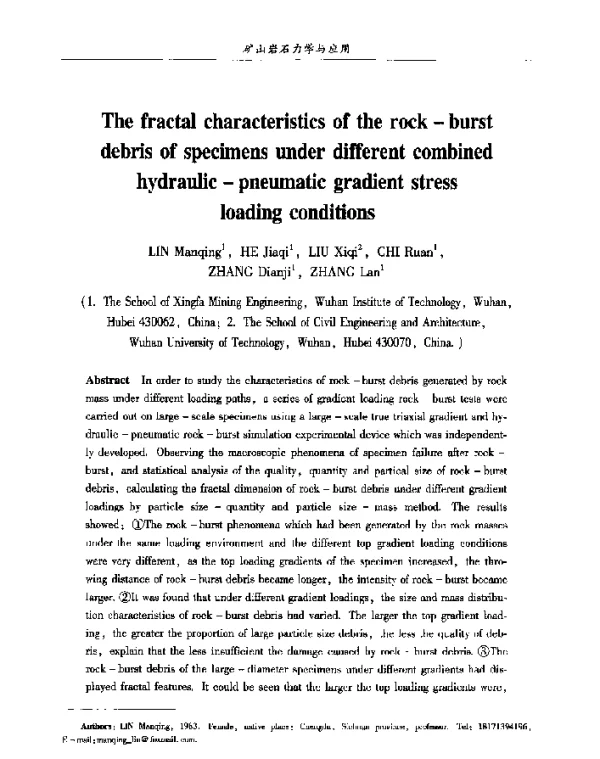 Thefractalcharacteristicsoftherock-burstdebrisofspecimensunderdifferentcombinedhydraulic-pneumaticgradientstressloadingconditions