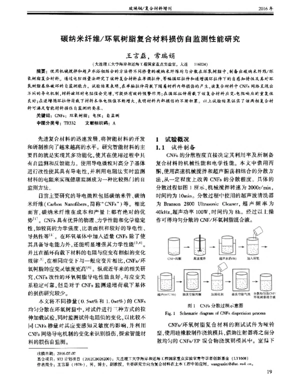 碳纳米纤维环氧树脂复合材料损伤自监测性能研究