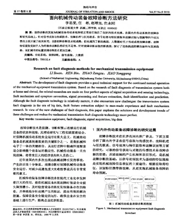 面向机械传动装备故障诊断方法研究