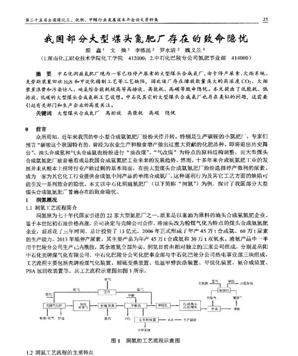 我国部分大型煤头氮肥厂存在的致命隐忧