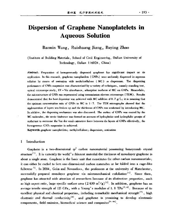 DispersionofGrapheneNanoplateletsinAqueousSolution
