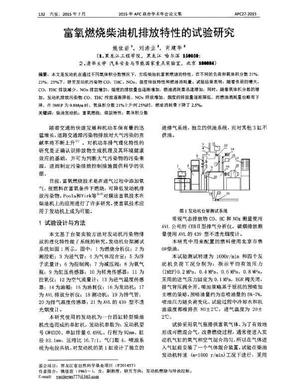 富氧燃烧柴油机排放特性的试验研究