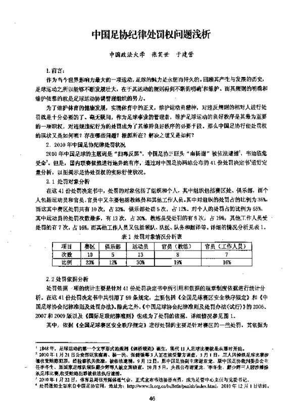 中国足协纪律处罚权问题浅析