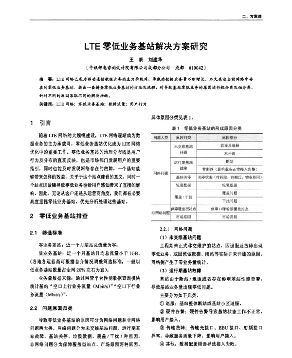 LTE零低业务基站解决方案研究