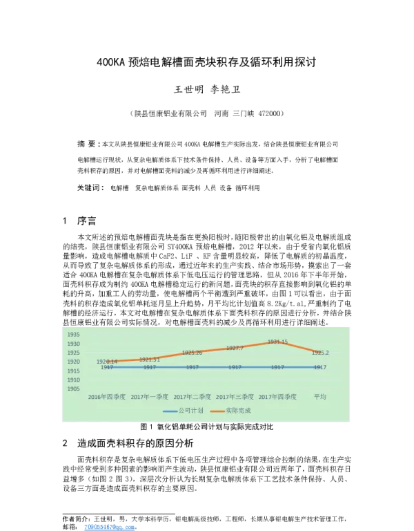 400KA预焙电解槽面壳块积存及循环利用探讨
