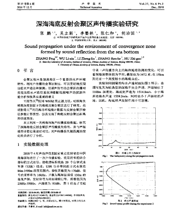 深海海底反射会聚区声传播实验研究