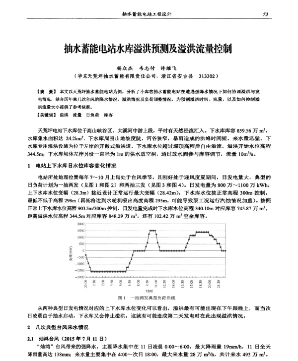 抽水蓄能电站水库溢洪预测及溢洪流量控制