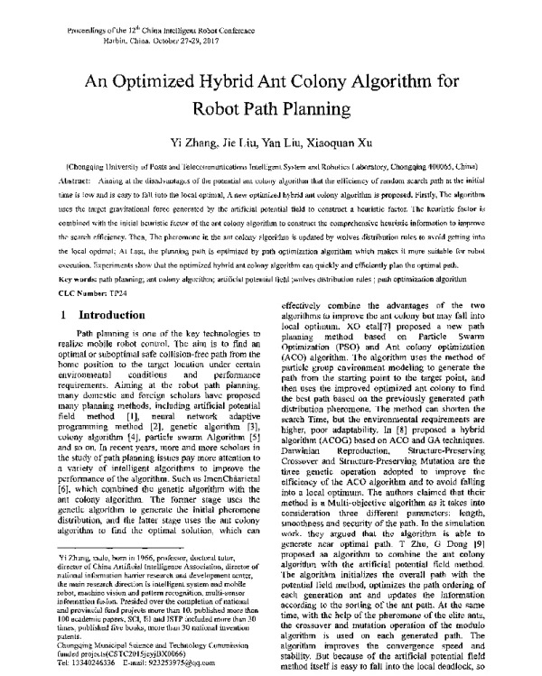 AnOptimizedHybridAntColonyAlgorithmforRobotPathPlanning