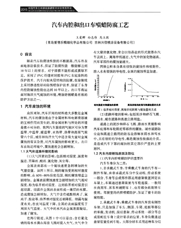 汽车内腔和出口车喷蜡防腐工艺