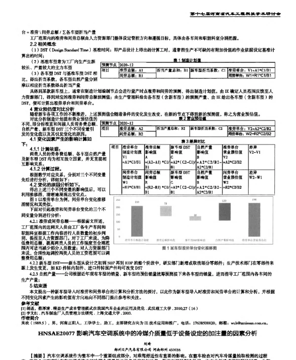 影响汽车空调系统中的冷媒介质量低于设备设定的加注量的因素分析