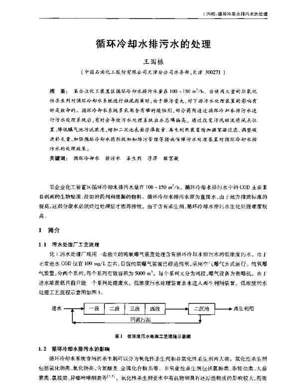 循环冷却水排污水的处理