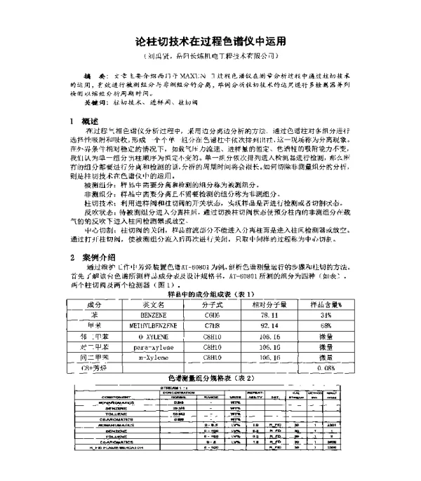 论柱切技术在过程色谱仪中运用