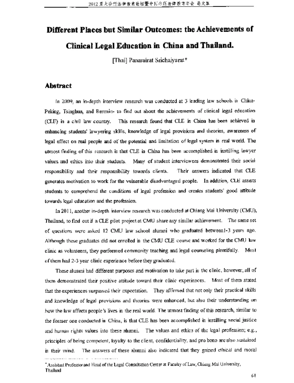 DifferentPlacesbutSimilarOutcomestheAchievementsofClinicalLegalEducationinChinaandThailand